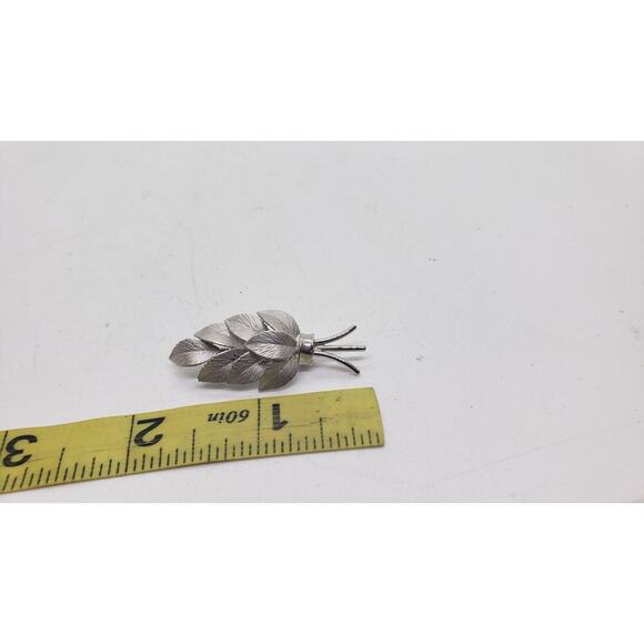 Vintage Brooch Sterling Silver Leaf Pin Floral 1960s Dixelle Jewelry 3D USA Made - Picture 6 of 6